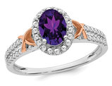 1.00 Carat (ctw) Amethyst Halo Ring with Diamonds in 14K White Gold